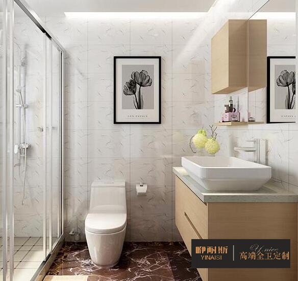 小巧的吊柜，滿(mǎn)足衛(wèi)生間日常收納;設(shè)置隔板，方便洗漱用品擺放。